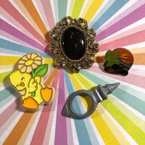 Vintage 80’s jewelry lot pins ring tie tack - Picture 2 of 3